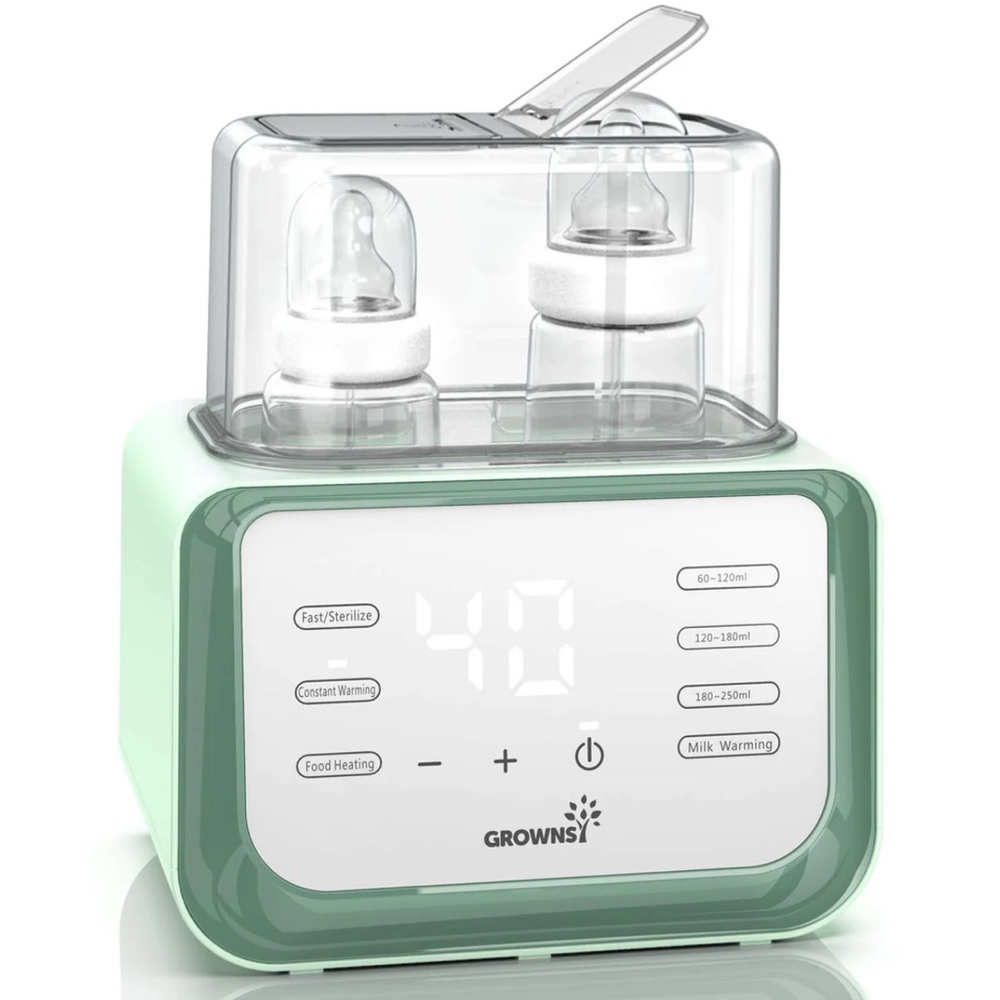 GROWNSY Green 8-in-1 Fast Baby Bottle Warmer with Dual Bottle Capacity